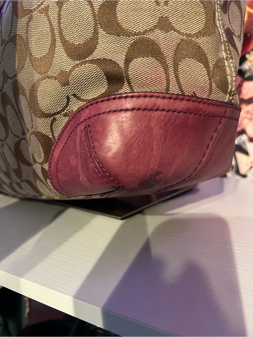 Coach Bleecker signature canvas tote bag with burgundy leather trim - Picture 2 of 10